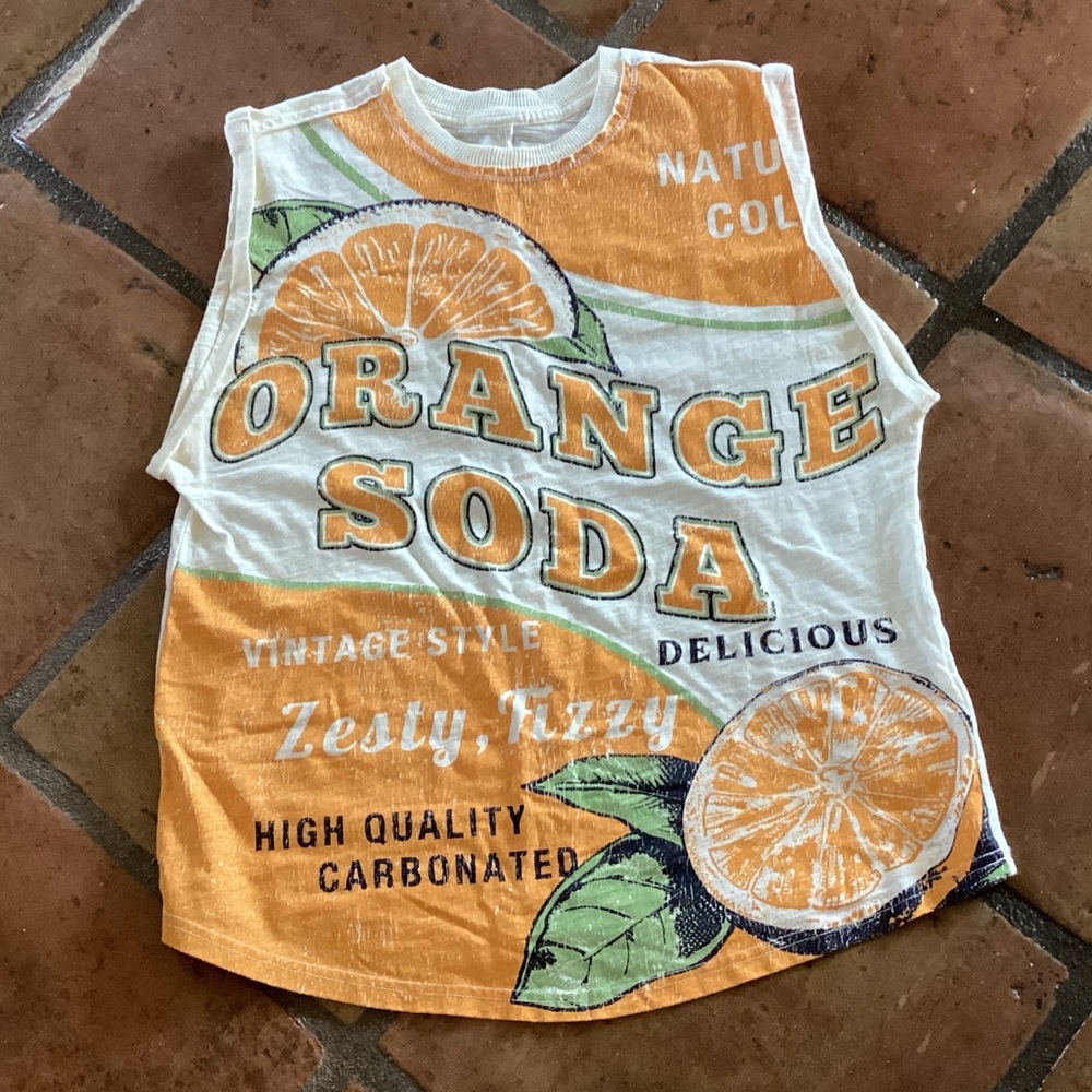 Pilcro Orange and White Graphic Muscle Tee